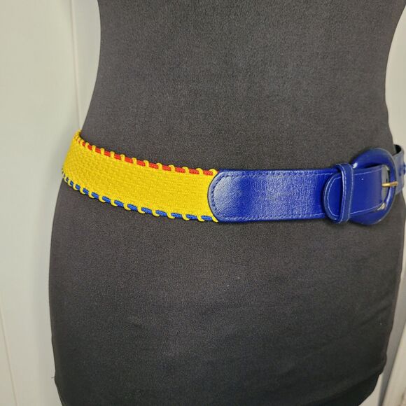 Vintage Womens Christian Dior Belt Yellow, Blue, Red Stretch Size M/L main image 4